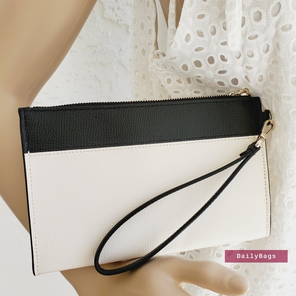 BEAUTIFUL MEDIUM WRISTLET FETCH DACHSUND DOG PARCHMENT BLACK KATE SPADE